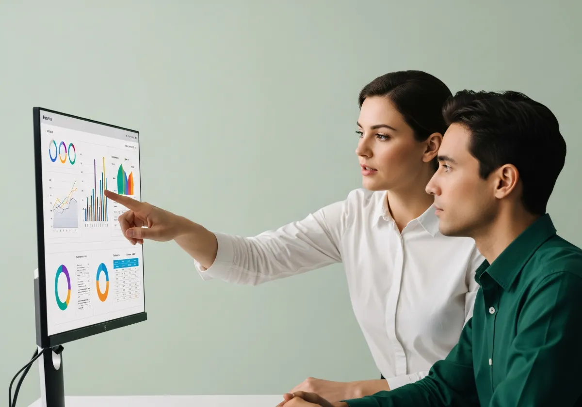 Professionista italiana al lavoro su dati di mercato digitali